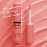 Shop online NYX Butter Gloss Non-Sticky Lip Gloss in shades 02|Éclair-Pale cool pink, 03|Peaches And Cream-Peach, 04|Merengue-Cool lavender pink, 05|Crème Brulee-Pale nude pink, 07|Tiramisu-Pinky nude, 09|Vanilla Crème Pie-Medium blue pink, 15|Angel Food Cake-Lavender mauve, 17|Ginger Snap-Medium neutral brown, 22|Devils Food Cake-Wine, 41|Cranberry Pie-Mauve purple, 43|Marshmallow-Muted lilac, 45|Sugar High-Peachy light nude, 47|Spiked Toffee-Brown mauve in Pakistan