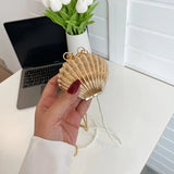 Shop Metal Shell Crossbody Mini Bag in color Golden, Silvery Grey in Pakistan