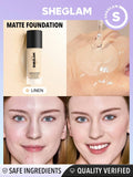 SHEGLAM Complexion Pro Long Lasting Breathable Matte Foundation - Linen, Buttercream, Porcelain, Fair, Chantilly, Bamboo, Shell, Nude, Acorn, Warm Vanilla, Sand, Peach, Honey, Butterscotch, Wheat, Golden, Almond
