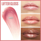 Maybelline Lifter Lip Gloss in shades 01 Pearl, 02 Ice, 03 Moon, 04 Silk, 05 Petal, 06 Reef, 07 Amber, 08 Stone, 09 Topaz, and 10 Crystal, 11 Brass, 12 Opal, 16 Rust, 20 Sun, 22 Peach Ring