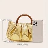 Elegant Golden Crocodile Pattern Handbag