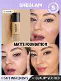 SHEGLAM Complexion Pro Long Lasting Breathable Matte Foundation - Linen, Buttercream, Porcelain, Fair, Chantilly, Bamboo, Shell, Nude, Acorn, Warm Vanilla, Sand, Peach, Honey, Butterscotch, Wheat, Golden, Almond