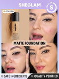 SHEGLAM Complexion Pro Long Lasting Breathable Matte Foundation - Linen, Buttercream, Porcelain, Fair, Chantilly, Bamboo, Shell, Nude, Acorn, Warm Vanilla, Sand, Peach, Honey, Butterscotch, Wheat, Golden, Almond