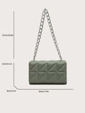 Shein - Quilted Chain square Bag Green