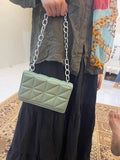 Shein - Quilted Chain square Bag Green