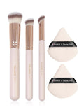 Shop Shein Maange 3 Pcs Brush set With 2 Triangle Puff in colors  Beige, Black Gold, Black Silver, Pink in Pakistan