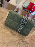 Shein - Quilted Chain square Bag Green