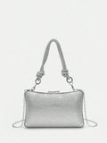 Shein Silver Clutch bag with handle strap
