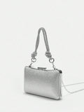 Shein Silver Clutch bag with handle strap