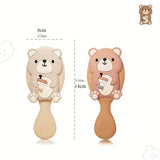 1pc Cute Cartoon Bear Hairdressing Comb - Apricot