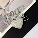 1pc Sparkly Rhinestone Heart Clutch - Golden, Silvery