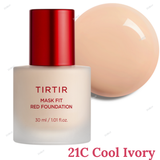 TIRTIR Mask Fit Red Foundation 30ml - 10C Shell, 13N Fair Ivory, 17C Porcelain, 17N Vanilla, 21C Cool Ivory, 21N Ivory, 21W Natural Ivory, 23N Sand, 24W Soft Beige, 25C Cool Taupe, 27C Cool Beige