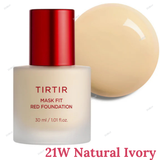 TIRTIR Mask Fit Red Foundation 30ml - 10C Shell, 13N Fair Ivory, 17C Porcelain, 17N Vanilla, 21C Cool Ivory, 21N Ivory, 21W Natural Ivory, 23N Sand, 24W Soft Beige, 25C Cool Taupe, 27C Cool Beige