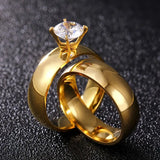 2pcs Stainless Steel Glam Rings - Gold