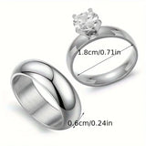 2pcs Stainless Steel Glam Rings - Gold