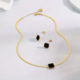 3pcs Black Women Jewelry Set - Golden Yellow