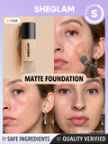 SHEGLAM Complexion Pro Long Lasting Breathable Matte Foundation - Linen, Buttercream, Porcelain, Fair, Chantilly, Bamboo, Shell, Nude, Acorn, Warm Vanilla, Sand, Peach, Honey, Butterscotch, Wheat, Golden, Almond