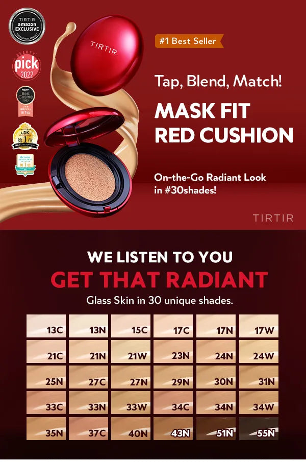 TIRTIR Mask Fit Red Cushion foundation sample Card 6 Shade Trial Kit Dubuypk