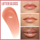 Maybelline Lifter Lip Gloss in shades 01 Pearl, 02 Ice, 03 Moon, 04 Silk, 05 Petal, 06 Reef, 07 Amber, 08 Stone, 09 Topaz, and 10 Crystal, 11 Brass, 12 Opal, 16 Rust, 20 Sun, 22 Peach Ring