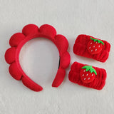 1 headband and 2 mitts set - Pink, Purple,Rose Red, Beige Brown Leopard Print, Red Cartoon Strawberry Wristband