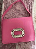 Shein -  Rhinestone Buckle Decorated Satin Bag pink