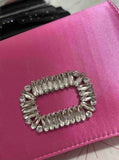 Shein -  Rhinestone Buckle Decorated Satin Bag pink
