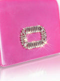 Shein -  Rhinestone Buckle Decorated Satin Bag pink