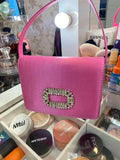 Shein -  Rhinestone Buckle Decorated Satin Bag pink
