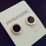 Vintage Roman Numeral Earrings - Gold