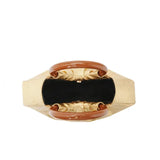 Golden Mini Crocodile Pattern Handbag with Round Handle