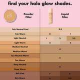 ELF HALO GLOW LIQUID FILTER FOUNDATION - 0 Fair Neutral Warm, 0.5 Fair Cool, 1 Fair Neutral Peach, 2 Fair Light Neutral Warm, 3 Light Medium Cool, 3.5 Medium Neutral Olive