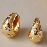 Vintage Starburst Earrings for Women - Golden, Silvery