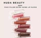Huda Beauty Faux Filler Extra Shine Lip Gloss - Glassy, Sugar baby, Honey, Foxy, Bombshell, Posh, Coco
