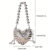 Mini Metal Heart Shell Bag - Silvery