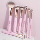 MAANGE 7pcs Face Brush Set - Apricot, Apricot Silvery, Black, Black Silvery, Pink