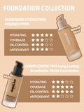 SHEGLAM Complexion Pro Long Lasting Breathable Matte Foundation - Linen, Buttercream, Porcelain, Fair, Chantilly, Bamboo, Shell, Nude, Acorn, Warm Vanilla, Sand, Peach, Honey, Butterscotch, Wheat, Golden, Almond