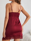 SHEIN Contrast Lace Trim Satin Cami Night Dress