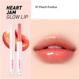 Peripera - Heart Jam Glow Lip - 01 Peach Fondue, 02 Berry Milk Tea, 03 Grapefruit Crush, 04 Honey Nut, 05 Berry Coke, 06 Cherry Smoothie, 07 Apricot Jelly, 08 Peach Crumble, 09 Cherry Filling