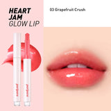 Peripera - Heart Jam Glow Lip - 01 Peach Fondue, 02 Berry Milk Tea, 03 Grapefruit Crush, 04 Honey Nut, 05 Berry Coke, 06 Cherry Smoothie, 07 Apricot Jelly, 08 Peach Crumble, 09 Cherry Filling