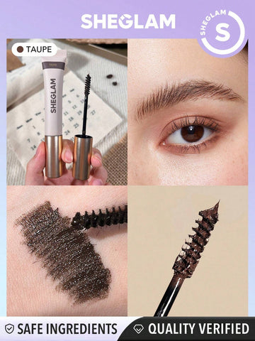 SHEGLAM Hold 'Em Up Tinted Brow Gel Taupe, Auburn, Chocolate, Espresso Long Lasting Voluminous Eyebrow Tint With Hair-Like Fibers Non-Greasy Shapes Lifts Sets Eyebrow Cream With Brush