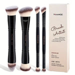 MAANGE 4-Piece Foundation Premium Brush Set - Black Beige, Black Gold, Pink Golden