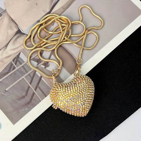 1pc Sparkly Rhinestone Heart Clutch