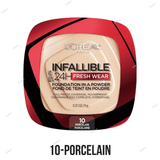 L'Oreal Paris Infallible 24H Fresh Wear Powder Foundation - 10-Porcelain, 20-Ivory, 120-Vanilla, 130-True Beige, 220-Sand