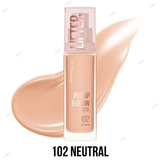 Maybelline Lifter Plump & Glow Foundation - 102 NEUTRAL, 110 WARM, 112 NEUTRAL, 115 COOL, 118 WARM, 120 NEUTRAL, 210 NEUTRAL, 220 WARM