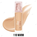 Maybelline Lifter Plump & Glow Foundation - 102 NEUTRAL, 110 WARM, 112 NEUTRAL, 115 COOL, 118 WARM, 120 NEUTRAL, 210 NEUTRAL, 220 WARM