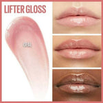 Maybelline Lifter Lip Gloss in shades 01 Pearl, 02 Ice, 03 Moon, 04 Silk, 05 Petal, 06 Reef, 07 Amber, 08 Stone, 09 Topaz, and 10 Crystal, 11 Brass, 12 Opal, 16 Rust, 20 Sun, 22 Peach Ring
