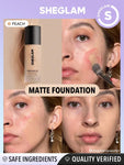 SHEGLAM Complexion Pro Long Lasting Breathable Matte Foundation - Linen, Buttercream, Porcelain, Fair, Chantilly, Bamboo, Shell, Nude, Acorn, Warm Vanilla, Sand, Peach, Honey, Butterscotch, Wheat, Golden