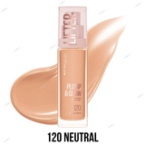 Maybelline Lifter Plump & Glow Foundation - 102 NEUTRAL, 110 WARM, 112 NEUTRAL, 115 COOL, 118 WARM, 120 NEUTRAL, 210 NEUTRAL, 220 WARM