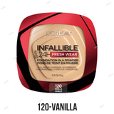L'Oreal Paris Infallible 24H Fresh Wear Powder Foundation - 10-Porcelain, 20-Ivory, 120-Vanilla, 130-True Beige, 220-Sand
