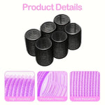 12pcs/Set Hair Rollers And Clips Set - Black, Rose Red